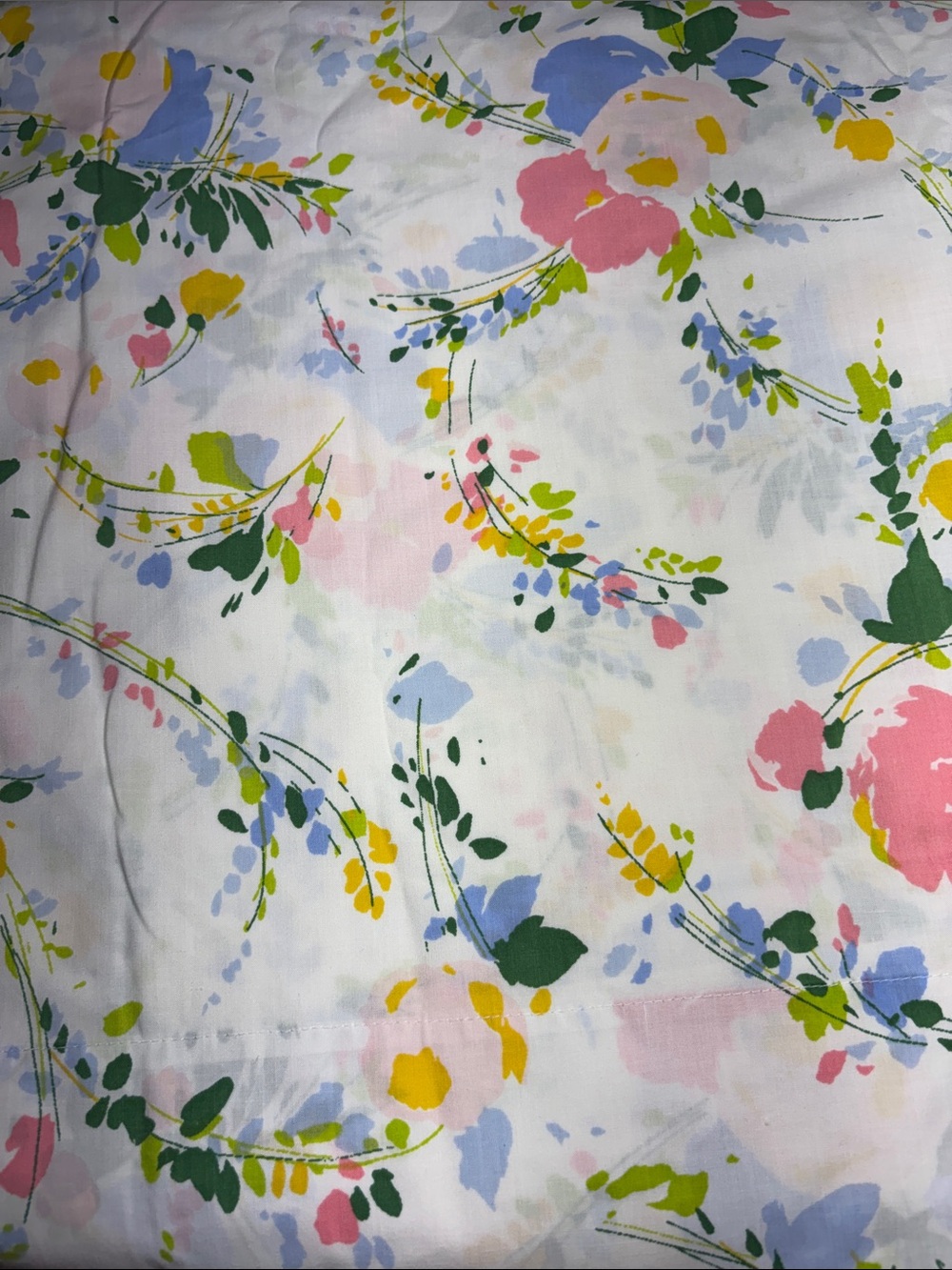 Vintage Cannon‎ king flat sheet Floral Pastel - Pink, Yellow, Green, Blue. B20